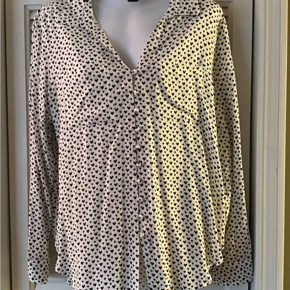 Velvet Heart NWT New Blouse XL Top Shirt Black White Button down Versatile